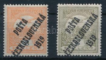 Posta Ceskoslovenska 1919 Turul 3f és 6f
Signed: Bodor