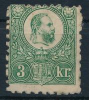 1871 Réznyomat 3kr újragumizva / regummed