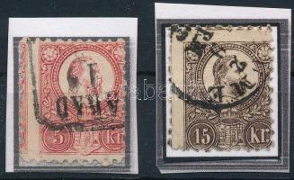 1871 Réznyomat 5kr és 15kr elfogazva