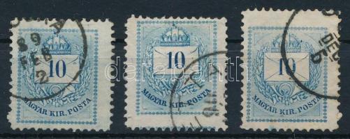 1881 3 db elfogazott 10kr