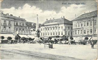 1926 Arad, Hotel Crucea Alba / Fehér Kereszt szálloda, üzletek, automobilok. Memco / hotel, automobi...