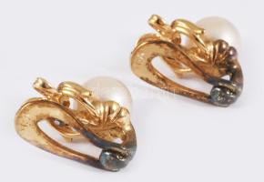 Arany (Au) fülbevaló pár gyönggyel, cca 9-10ct, jelzett, bruttó 5,3g