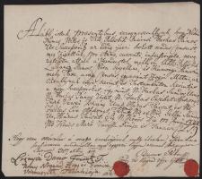 1819 Nagykőrös, Id. Inárcsi Farkas János örököseinek 1774-es osztályos egyezség másolata, töredezett...