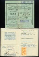 1936 Csehszlovák személyi igazolvány, biciklis igazolvány
