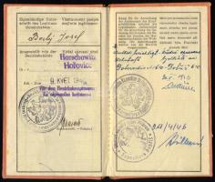 1940 Deutches Reich Cseh-morva protektorátus fényképes igazolvány + átjárási igazolvány + hadirokkan...