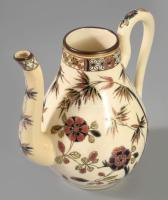 Zsolnay bambusz mintás kiöntő ca 1890 családi pecséttel, jelzett, kézzel festett, hibátlan 12 cm