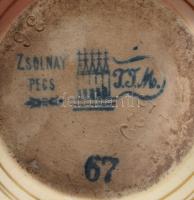 Zsolnay bambusz mintás kiöntő ca 1890 családi pecséttel, jelzett, kézzel festett, hibátlan 12 cm