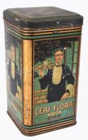 "Ceai Flora No. 6800 BHB" teás fémdoboz, kopott, 18x10x10 cm