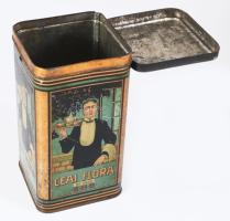 "Ceai Flora No. 6800 BHB" teás fémdoboz, kopott, 18x10x10 cm