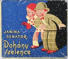 "Janina Senator" Dohány Szelence feliratú fém doboz, kopott, 8x9x1,5 cm