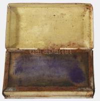 Bokolin bélyegzőpárna fém doboz, tartalommal, kopott, foltos, 9,5x5x1,5 cm