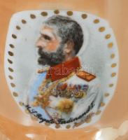 cca 1914-1927 I. Ferdinánd román király feliratú porcelán emlékbögre, "M. S. Regele Ferdinand I...