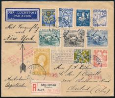 1931 Katapultposta ajánlott levél Clevelandbe / Registered cover to Cleveland with catapult to steam...
