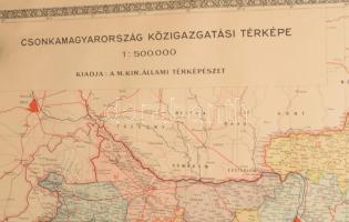 1928 Csonka-Magyarország közigazgatási térképe, 1:500.000, Bp., M. Kir. Állami Térképészet, felteker...