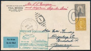 1935 Levél Németországba, az Europa hajóról Southamptonba katapulttal szállítva / Cover to Germany, ...