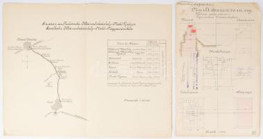 ca 1880 A Hódmezővásárhely- Makó Újváros - Nagyszentmiklós közötti helyi érdekű vasút alaprajza 41x3...