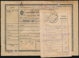 1920 Csomagszállító 50H és felezett 50H portó bélyeggel "PODVLK" / Parcel card with Mi 8 +...