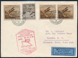 1934 Levél a Bahamákra, a Bremen hajóról New Yorkba katapulttal szállítva / Cover to the Bahamas, wi...