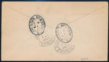 1929 Ajánlott levél Le Havre New York hajópostával, katapulttal New Yorkba / Catapult mail cover