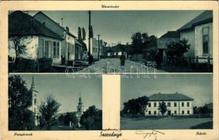 1942 Szerednye, Seredne, Serednie; utcarészlet, templomok, iskola. Hangya kiadása / street, churches...