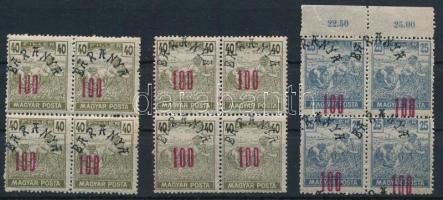 Baranya II. 1919 3 db négyestömb (rozsda / stain)
Signed: Bodor