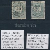 1874 2 db 20kr ernyős javítással / retouche