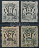 1874 Távírda 1Ft és 2Ft fekete, zöldesfekete színvariációk