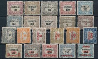 1921 Hivatalos 21 db bélyeg hármaslyukasztással (15K rozsda / stain)