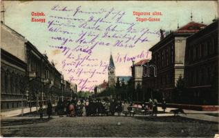 1907 Eszék, Essegg, Osijek; Jägerova ulica / Jäger-Gasse / Vadász utca. Pollak kiadása / street view...