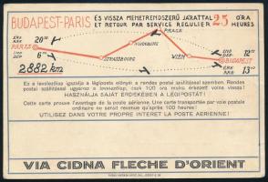 1933 Budapest- Páris - Budapest 25 óra alatt alkalmi légi képeslap