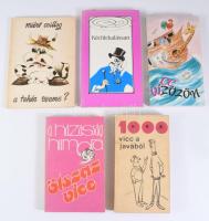 5 db vicckönyv: 1000 vicc a javából.; A házasság humora.; Viccözön.; Kéchlekalássan.; Miért csillog ...