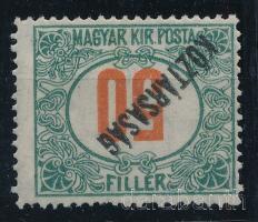 1919 Köztársaság portó 50f fordított értékszámmal és Köztársaság felirattal / Mi P 51 inverted number and overprint