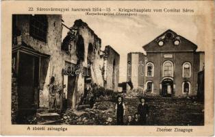 Zboró, Zborov; Első világháborúban lerombolt zsinagóga. 22. Sárosvármegyei harcterek 1914-15. D.K.F....
