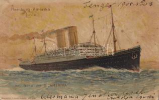 Hamburg-Amerika lines SS Amerika litho (pinhole)
