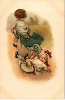 Gyerekek művészlap / Children art postcard. M. Munk Wien Nr. 728. litho