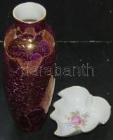 Holloházi porcelán váza 27 cm, + sérült Holloházi tálka