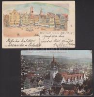 Stuttgart 1899-1907 2 db Képeslap az egyik litho