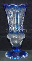 cca 1900 metszett üveg vázácska / carved glass vase 12cm