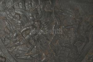 cca 1900 Neobarokk pajzs falidísz, vas, 60x43 cm