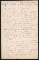 1879 Neugebauer László (1845-1919) műfordító saját kézzel írt levele