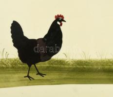 cca 1880 Körmöcbánya nagyméretű falitál kakas és tyúk ábrázolással, jelzett, kis felületi hibával, d...