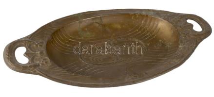 Szecessziós réz kínáló, kis sérüléssel, 41x22 cm