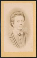 cca 1870 Hölgy portréja, vizitkártya Jeanot Ferenc losonci (Lučenec) műterméből, 10,5x6,5 cm. Ritka!