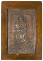 Madonna a gyermekével szecessziós falidísz, korabeli keretben, 19x12 cm