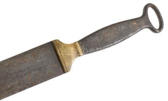 cca 1900 Fenőacél, jelzett, h: 34 cm