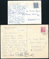 1968/1973 Somfai Rezső (1932-2024) festő saját kézzel írt képeslapjai, 2 db