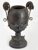 Biedermeier spiáter váza, fedő nélkül, plasztikus díszítményekkel, m: 35 cm