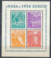 1934 NABA Zürich Bélyegkiállítás blokk, kis piros berakóban Mi 1 (Mi EUR 650.-)
