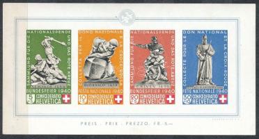 1940 Pro Patria blokk Mi 5, kis piros berakóban (Mi EUR 300.-)