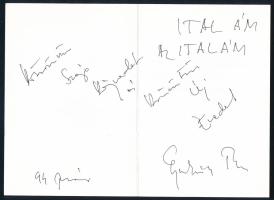 1944 Gyurkovics Tibor (1931-2008) író saját kézzel írt tréfás sorai Békés Itala (1927-2025) színészn...